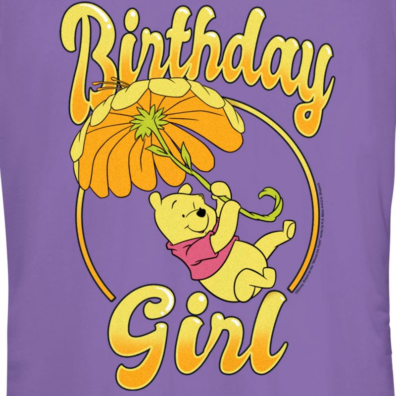 Juniors Womens Winnie the Pooh Birthday Girl Bear T-Shirt, 2 of 5