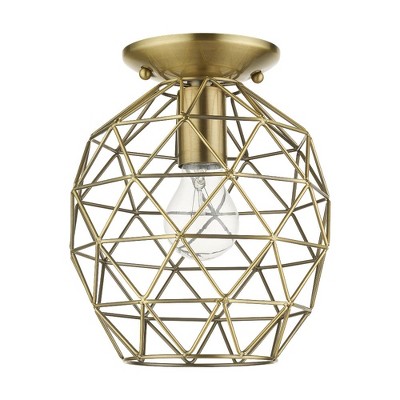 Geometrix Antique Brass 8" LED Indoor/Outdoor Flush Mount