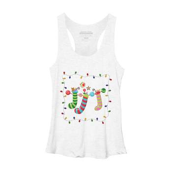 Women's Design By Humans Christmas Stocking with Christmas Lights By realdealclipart Racerback Tank Top