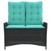 vidaXL Reclining Patio Bench with Cushions - Black Poly Rattan, Adjustable Backrest, Removable Covers, Outdoor Garden Furniture - 3 of 4