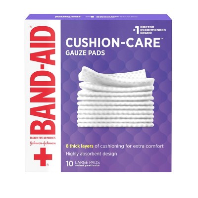 Johnson &#38; Johnson Band-Aid Brand Cushion Care Gauze Pads, Large, 4 in x 4 in - 10 ct