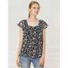INSPIRE CHIC Women's Chiffon Ruffle Sleeve Square Neck Floral Print Blouse - 2 of 4