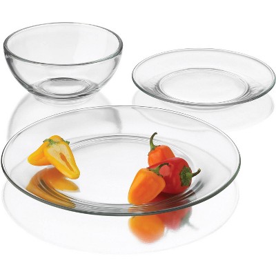 Libbey 12‑Piece Clear Glass Round Dinnerware Set, Service for 4