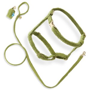 THE LICKER STORE Teddy Boucle Adjustable H Harness and Leash Walk Set with Poop Bag Pouch - 1 of 4