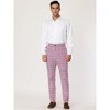 Lars Amadeus Men's Flat Front Unique Plaid Printed Business Dress Pants - 3 of 4