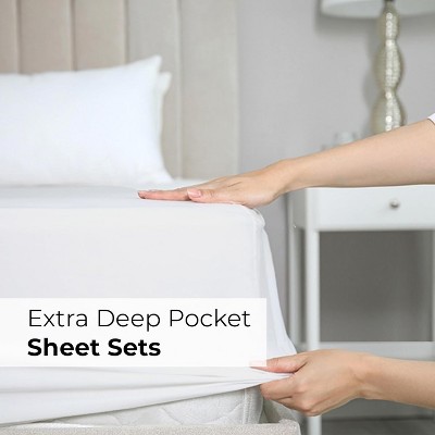 Queen White Extra Deep Pocket Microfiber Sheet Set