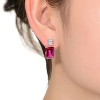Guili Sterling Silver White Gold Plated Rectangle Stud Earrings with Colored CZ, a modern, stylish choice that adds elegance to any outfit - 2 of 3