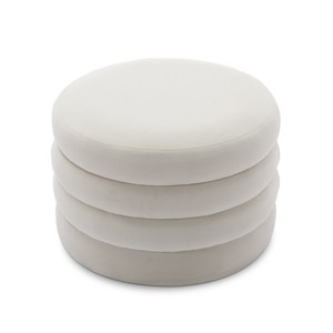 GlasFlength Ottomans and Benches Velvet Storage Ottoman with Wooden Shelving Simple Fashion Design for Living Room and Bedroom, White, 23"*23"*17" - 1 of 4