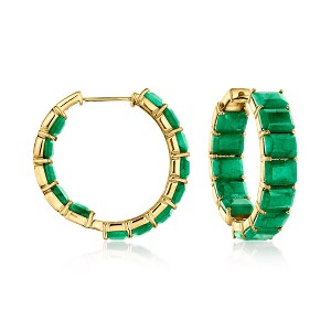 Ross-Simons 20.00 ct. t.w. Emerald Inside-Outside Hoop Earrings in 18kt Gold Over Sterling - 1 of 4