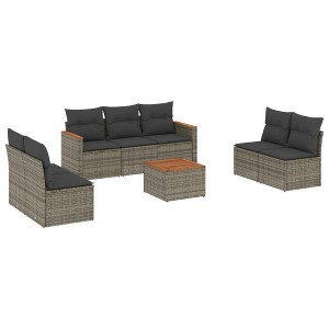 vidaXL Garden Sofa Set Grey PE Rattan Large Modular Garden Sofa Set - 1 of 4