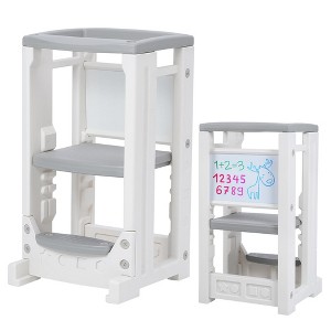 Whizmax Kids Kitchen Step Stool with White Board, Toddler Tower with 4 Adjustable Height and Safety Bar for Bathroom Sink Kitchen Counter - 1 of 4
