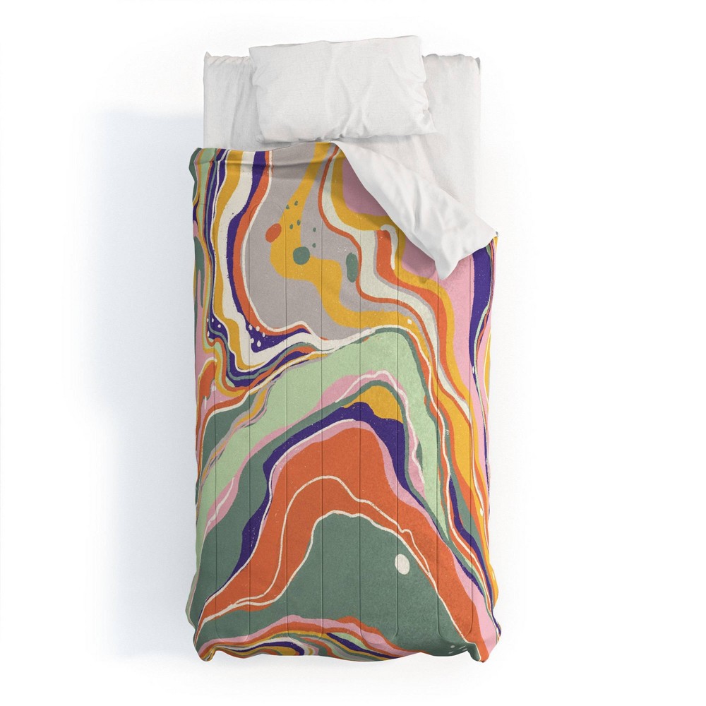 Photos - Bed Linen Deny Designs 2pc Twin/Twin Extra Long Large Gigi Rosado Retro Marble Comfo