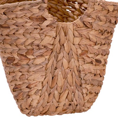 Golden Toffee Water Hyacinth Round Wicker Basket with Metal Frame