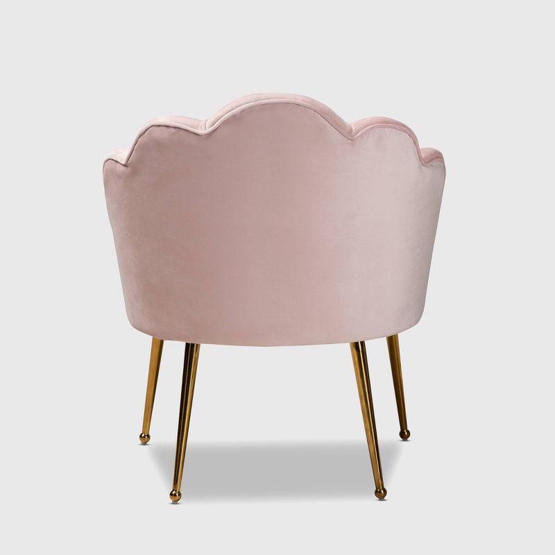 Cinzia Velvet Upholstered Seashell Shaped Accent Chair - Baxton Studio, 5 of 13