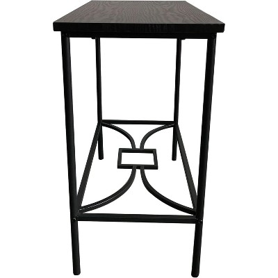 Kings Brand Black Metal and Wood Rectangular Side Table