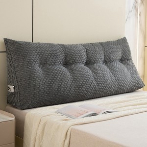 Bekrvio Velvet Headboard Wedge Pillow - Back Support Reading Cushion Bolster with Side Pocket, Removable Cover for Bed & Sofa - 1 of 4
