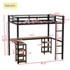 ALEXOUN Heavy Duty Metal Full Size Loft Bed,with L-Shape Desk and Storage Shelves,Ladder for Teens,or Bedroom, Dorm,Apartment Space-Saving Black - 3 of 4