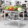 Stainless Steel Table for Prep & Work With Backsplash, Commercial Heavy Duty Table With Adjustable Under Shelf for Kitchen Restaurant - 2 of 4