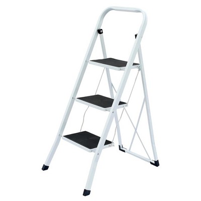 J&V TEXTILES 2 Step Ladder, Lightweight Folding Step Stools for Adults with Anti-Slip Pedal, Portable Sturdy Steel Ladder with Handrails