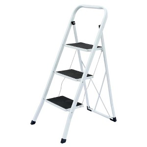 J&V TEXTILES 2 Step Ladder, Lightweight Folding Step Stools for Adults with Anti-Slip Pedal, Portable Sturdy Steel Ladder with Handrails - 1 of 4
