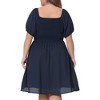 Agnes Orinda Women's Plus Size Smocked Square Neck Short Sleeve Stretchy A Line Dresses - 4 of 4