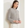 Allegra K Women's Tweed Stand Collar Long Sleeve Cropped Blazer Jacket - 3 of 4