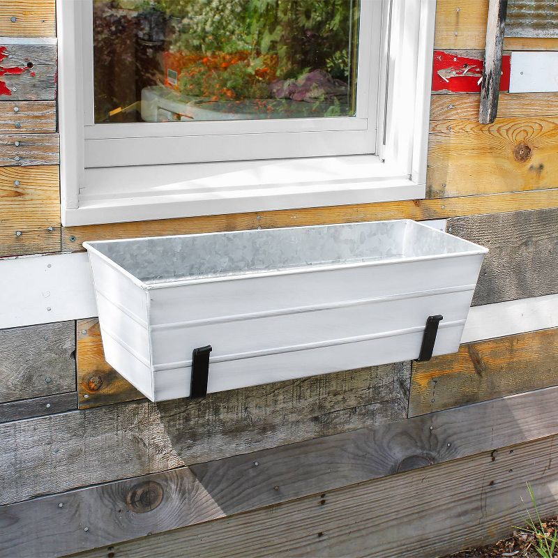 ACHLA Designs Galvanized With Wall Brackets Rectangular Steel Planter Boxes, 5 of 6