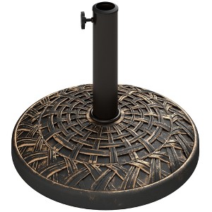Aghana Digitals 26 lbs Bronze Resin-Concrete Patio Umbrella Base with Retro Lotus Design, Fits - 1 of 4