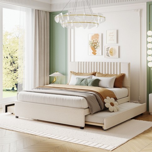 Queen bed frame with full trundle online