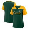 NFL Green Bay Packers Women's Short Sleeve Lace Up V-Neck Top - 3 of 3