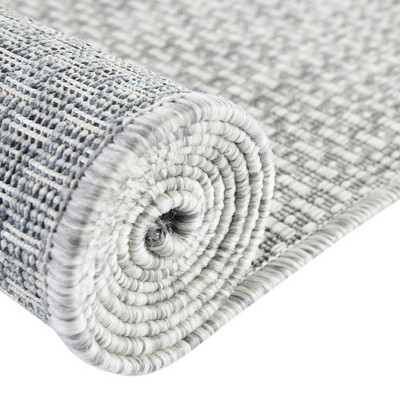 Light Gray Synthetic 9' x 12' Outdoor Rectangular Rug