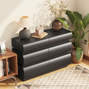 KWPZQEB 6 Drawer Dresser, Dresser No Handle, Simply Modern Chest of Drawers, Wood Closet Clothes Storage Organizer for Bedroom, Hallway, Closet - 1 of 4