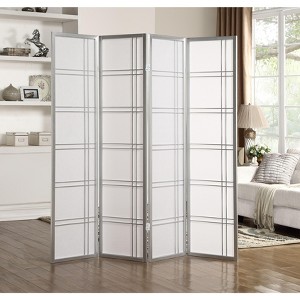 NicBex 4-Panel Room Divider for Home, Divider for Room Separation, Folding Fabric Privacy Screen with Striped Plaid for Office, Silver - 1 of 4