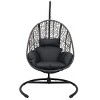 Modern Outdoor Garden PE Wicker Egg Hammock Chair Swing with Cushions,Bedroom Egg Chair with Stand,Patio Swing Chairs For Outside-Coolbibila - 3 of 4