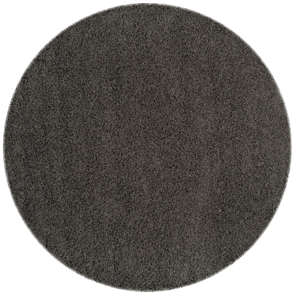 6'7in Round Solid Loomed Area Rug Dark Gray - Safavieh