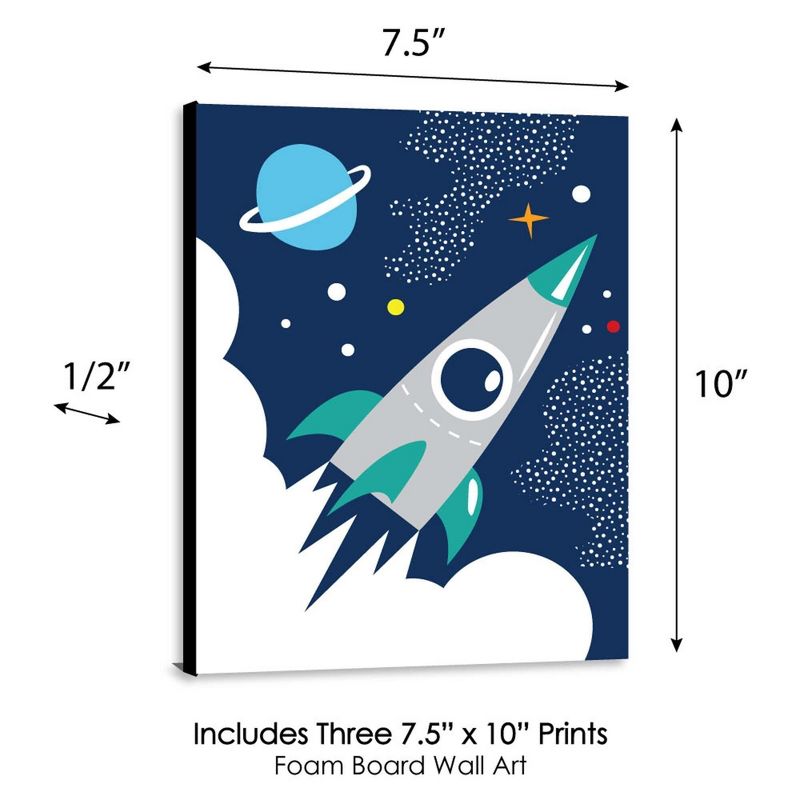 Big Dot of Happiness Blast Off to Outer Space - Rocket Ship Nursery Wall Art & Kids Room Decorations - Gift Ideas - 7.5 x 10 inches - Set of 3 Prints, 5 of 8