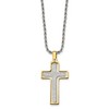 Chisel Stainless Steel Laser Cut Center Yellow IP-plated Moveable Cross Pendant on 22" Rope Chain Necklace - 3 of 4