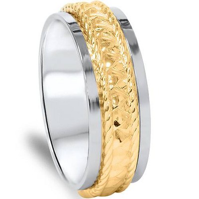 Pompeii3 14K White & Yellow Gold Two Tone Braided Wedding Band
