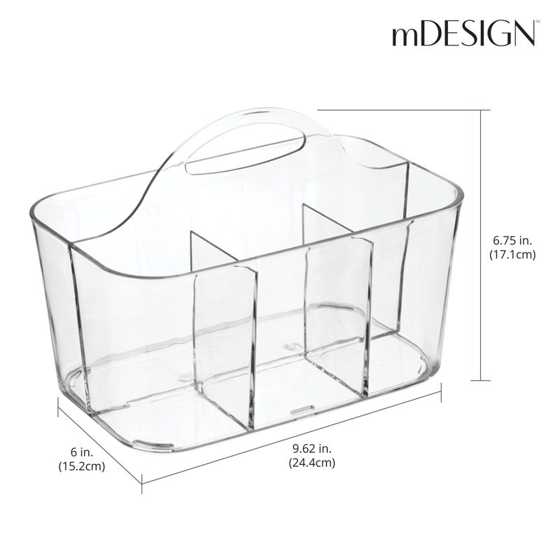mDesign Small Plastic Divided Cosmetic Storage Organizer Caddy, 2 Pack - Clear, 4 of 10