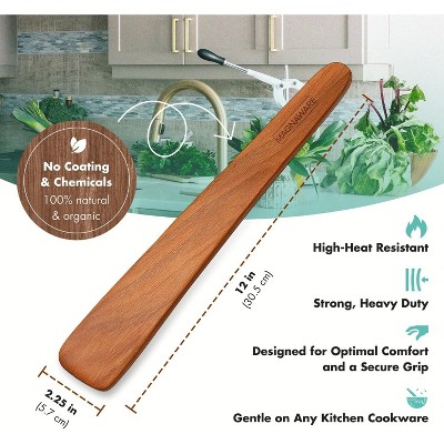MAGNAWARE 12" Wooden Turner Spatula 2-Pack – Kitchen Cooking Tools — фото 3