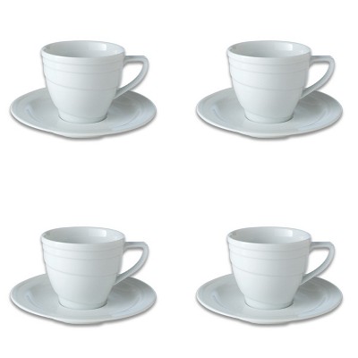 BergHOFF Essentials 8.6Oz Porcelain Teacup & Saucers, Set of 4