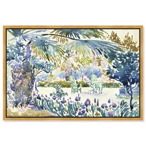Art Remedy Golden Henri Edmond Cross - Garden at Saint Clair Impresionism Landscape Wall Art, 30" x 20", Gold Frame - 1 of 4