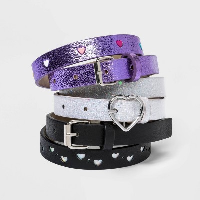 Girls' 3pk Heart Belt - Cat & Jack™ S