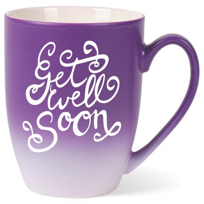 Elanze Designs Get Well Soon Two Toned Ombre Matte Purple and White 12 ounce Ceramic Stoneware Coffee Cup Mug