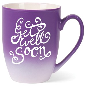 Elanze Designs Get Well Soon Two Toned Ombre Matte Purple and White 12 ounce Ceramic Stoneware Coffee Cup Mug - 1 of 4