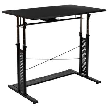 Emma and Oliver Black Height Adjustable (27.25-35.75"H) Sit to Stand Home Office Desk