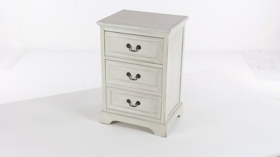 Elegant Cream Solid Wood & Metal 3-Drawer Storage Side Table