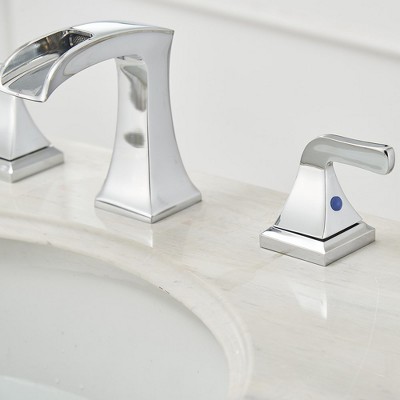 Polished Chrome 8-Inch Widespread 2-Handle Waterfall Bathroom Faucet