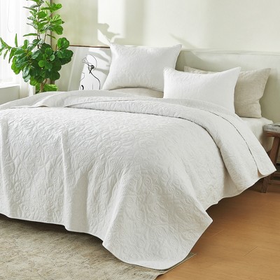 Patina Vie 100% Cotton Stitched 3 Piece Quilt and Sham Set