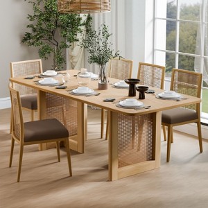 67 inch Rectangle Brown Rattan Dining Table for 4-6 People Suitable for Dining Room and Living Room - 1 of 4